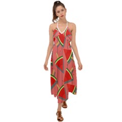 Red Watermelon Popsicle Halter Tie Back Dress  by ConteMonfrey