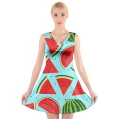 Blue Watermelon V-neck Sleeveless Dress by ConteMonfrey