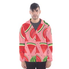 Red Watermelon  Men s Hooded Windbreaker by ConteMonfrey