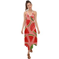 Red Watermelon  Halter Tie Back Dress  by ConteMonfrey