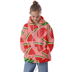 Red Watermelon  Kids  Oversized Hoodie by ConteMonfrey