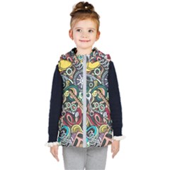 Cartoon-cute-doodles-hand-drawn-auto-service-seamless-pattern Kids  Hooded Puffer Vest by Wegoenart