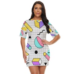 Tridimensional-pastel-shapes-background-memphis-style Just Threw It On Dress by Wegoenart