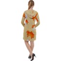 Gold Fish Seamless Pattern Background Long Sleeve Hoodie Dress View2