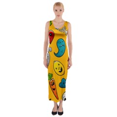 Graffiti Characters Seamless Ornament Fitted Maxi Dress by Wegoenart