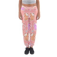 Cute Kawaii Kittens Seamless Pattern Women s Jogger Sweatpants by Wegoenart