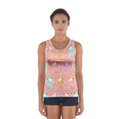 Cute Kawaii Kittens Seamless Pattern Sport Tank Top  by Wegoenart