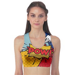 Pow Word Pop Art Style Expression Vector Sports Bra by Wegoenart