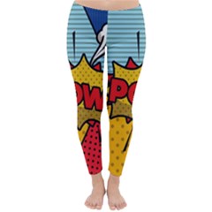 Pow Word Pop Art Style Expression Vector Classic Winter Leggings by Wegoenart