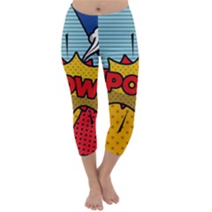 Pow Word Pop Art Style Expression Vector Capri Winter Leggings  by Wegoenart