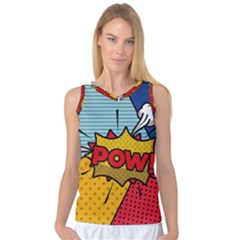 Pow Word Pop Art Style Expression Vector Women s Basketball Tank Top by Wegoenart