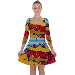 Pow Word Pop Art Style Expression Vector Quarter Sleeve Skater Dress by Wegoenart