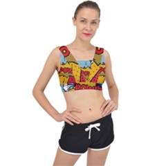 Pow Word Pop Art Style Expression Vector V-back Sports Bra by Wegoenart