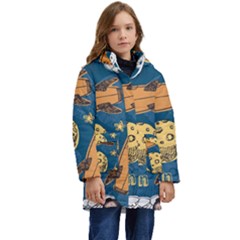 Missile Pattern Kid s Hooded Longline Puffer Jacket by Wegoenart