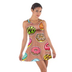 Doughnut Doodle Colorful Seamless Pattern Cotton Racerback Dress by Wegoenart