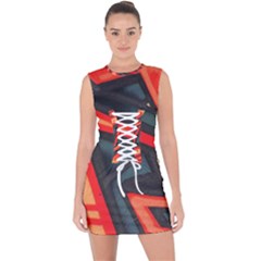 Graffiti Detail Wallpaper Texture Background Lace Up Front Bodycon Dress by Wegoenart