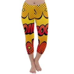 Explosion Boom Pop Art Style Capri Winter Leggings  by Wegoenart