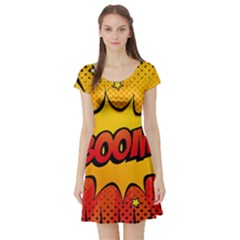 Explosion Boom Pop Art Style Short Sleeve Skater Dress by Wegoenart