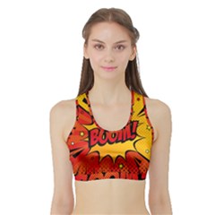 Explosion Boom Pop Art Style Sports Bra With Border by Wegoenart