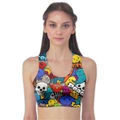 Graffiti Characters Seamless Pattern Sports Bra by Wegoenart