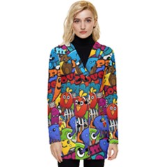 Graffiti Characters Seamless Pattern Button Up Hooded Coat  by Wegoenart