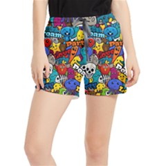 Graffiti Characters Seamless Pattern Women s Runner Shorts by Wegoenart