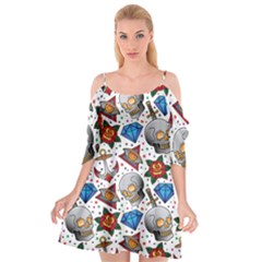 Full Color Flash Tattoo Patterns Cutout Spaghetti Strap Chiffon Dress by Wegoenart