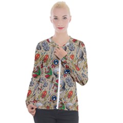 Tattoo Pattern Casual Zip Up Jacket by Wegoenart