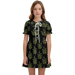 Autumn Leaves Black Kids  Sweet Collar Dress by ConteMonfrey