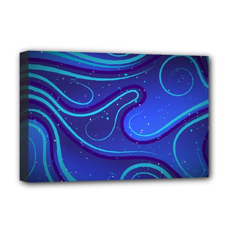 Wavy Abstract Blue Deluxe Canvas 18  X 12  (stretched) by Ravend