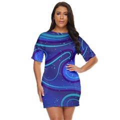 Wavy Abstract Blue Just Threw It On Dress by Ravend