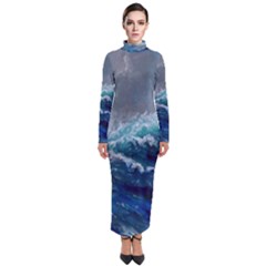 Waves Sea Sky Wave Turtleneck Maxi Dress by Ravend