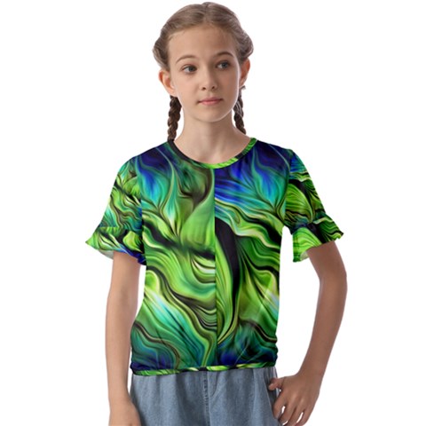 Fractal Art Pattern Abstract Kids  Cuff Sleeve Scrunch Bottom Tee by Ravend