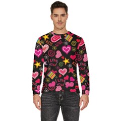 Multicolored Wallpaper, Love Vector Hearts Background Romantic Men s Fleece Sweatshirt by Wegoenart