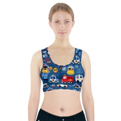 Car Cars Seamless Pattern Vector Rescue Team Cartoon Sports Bra With Pocket by Wegoenart