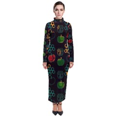 Apples Honey Honeycombs Pattern Turtleneck Maxi Dress by danenraven