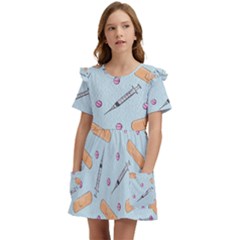 Medicine Items Kids  Frilly Sleeves Pocket Dress by SychEva