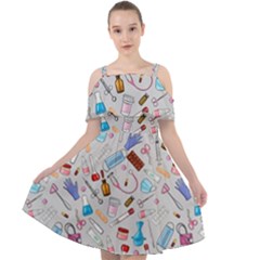 Medical Devices Cut Out Shoulders Chiffon Dress by SychEva