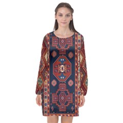 Armenian Old Carpet  Long Sleeve Chiffon Shift Dress  by Gohar