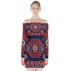 Armenian Carpet Long Sleeve Off Shoulder Dress by Gohar