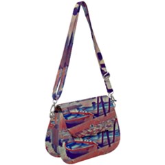 Boats On Lake Garda Saddle Handbag by ConteMonfrey