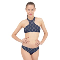 Gold Mermaids Silhouettes High Neck Bikini Set by ConteMonfrey