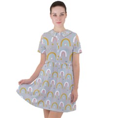 Rainbow Pattern Short Sleeve Shoulder Cut Out Dress  by ConteMonfrey