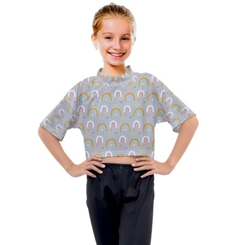 Rainbow Pattern Kids Mock Neck Tee by ConteMonfrey