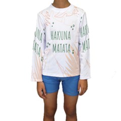 Hakuna Matata Tropical Leaves With Inspirational Quote Kids  Long Sleeve Swimwear by Jancukart