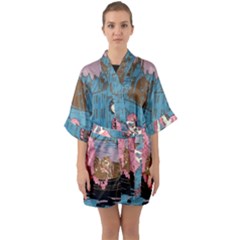 Gondola Ride   Half Sleeve Satin Kimono  by ConteMonfrey