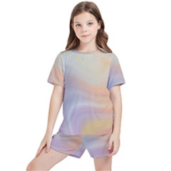 Gradient Purple, Orange Kids  Tee And Sports Shorts Set by ConteMonfrey