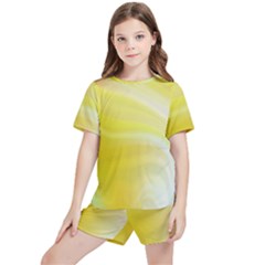 Gradient Green Yellow Kids  Tee And Sports Shorts Set by ConteMonfrey