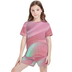 Gradient Pink Green Kids  Tee And Sports Shorts Set by ConteMonfrey