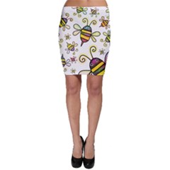 Bee Doodle Cartoon Bodycon Skirt by Wegoenart